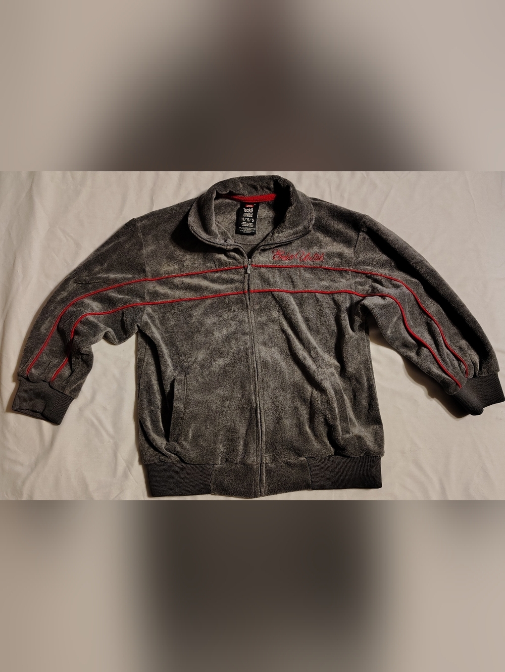 Ecko Unltd. Gray Fleece Zip Jacket with Red Piping Boys Size 5